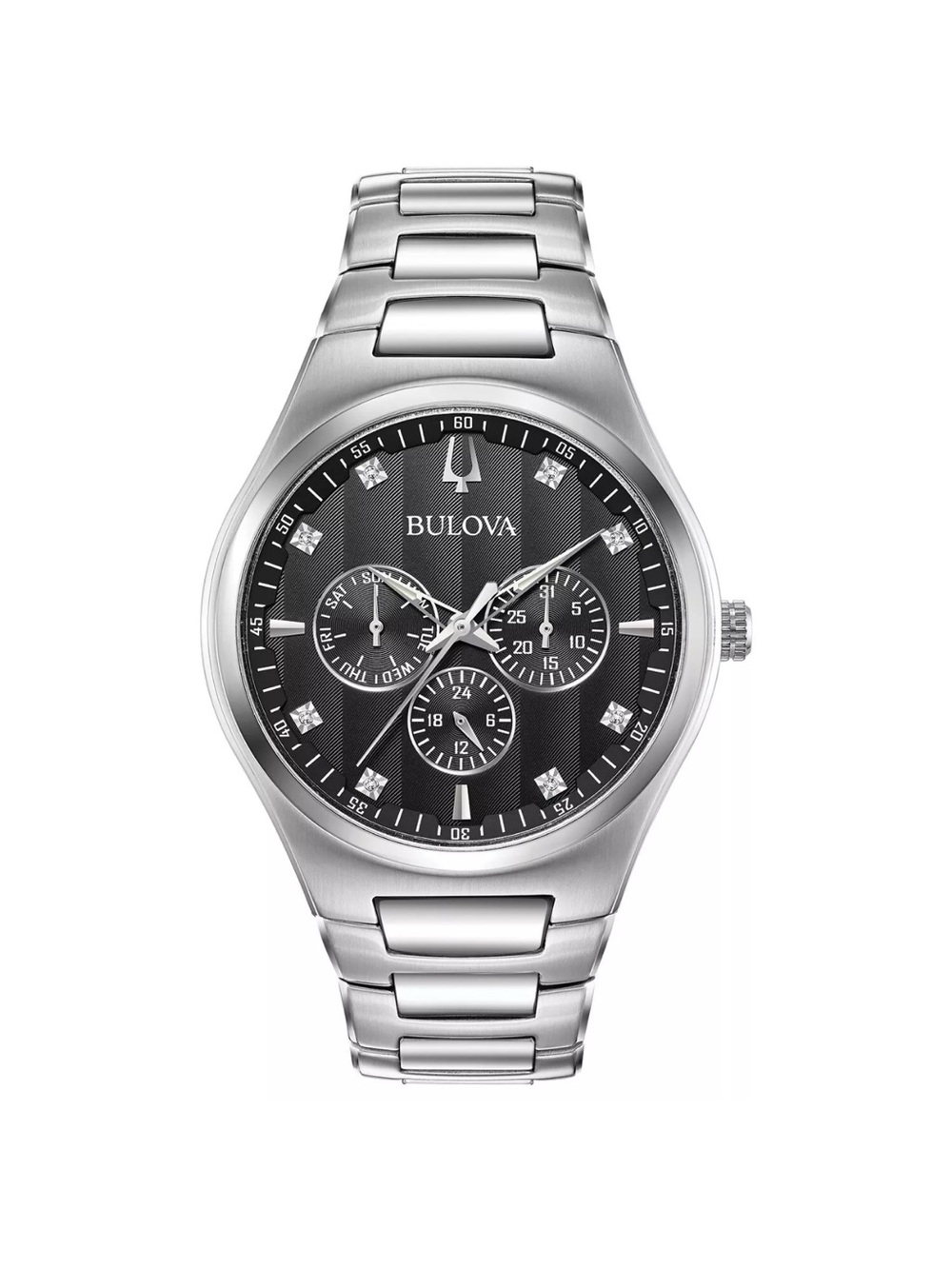 Bulova Black Wave Patterned Stainless Steel Men’s Watch